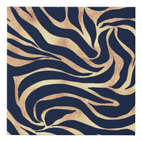 Elegant Navy Blue Gold Zebra Print