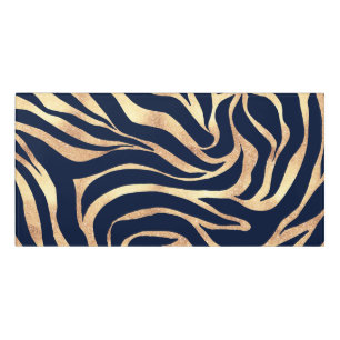 Elegant Navy Blue Gold Zebra Print Door Sign