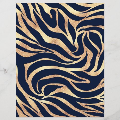 Elegant Navy Blue Gold Zebra Print Letterhead