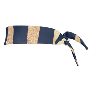 Elegant Navy Blue Gold Zebra Print Tie Headband