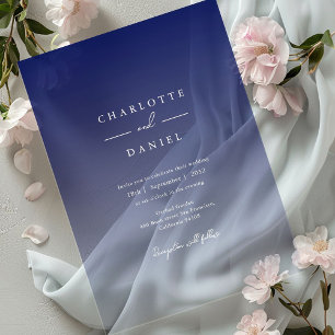 Elegant Navy Blue Gradient Acrylic Wedding Invitations