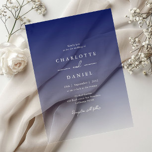 Elegant Navy Blue Gradient Acrylic Wedding Invitations