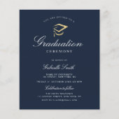 Elegant navy blue graduation ceremony invitation | Zazzle