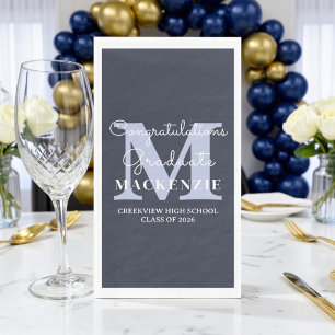 Elegant Navy Blue Graduation Party Paper Guest Towels