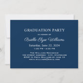 Elegant Navy Blue Graduation Party Photo Collage Invitation (Back)