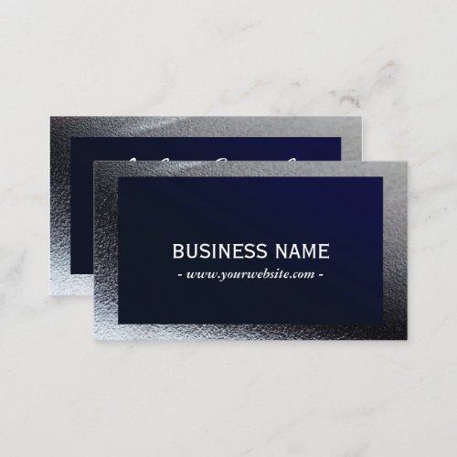 Elegant Navy Blue Grey Metallic Professional  Business Card