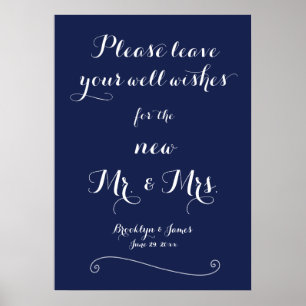 Elegant Navy Blue Guestbook Sign