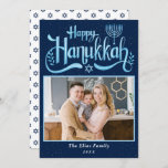 Elegant Navy Blue Happy Hanukkah Photo Holiday Card<br><div class="desc">Elegant Navy Blue Happy Hanukkah Photo Holiday Card</div>
