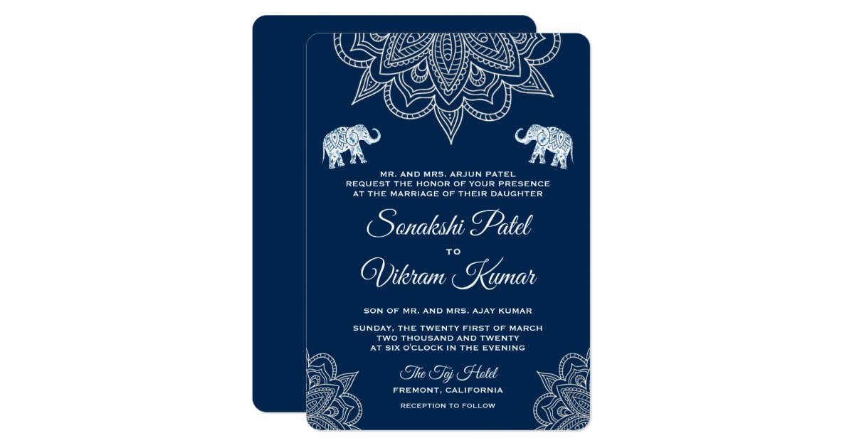 Elegant Navy Blue Henna Indian Wedding Invitation Zazzle Com Grab the best hindu wedding invitation design for your. elegant navy blue henna indian wedding invitation zazzle com