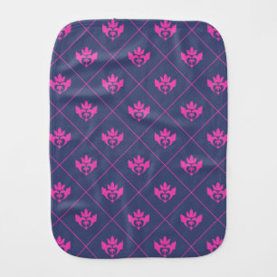 Elegant Navy Blue Hot Pink Ornament Pattern Burp Cloth