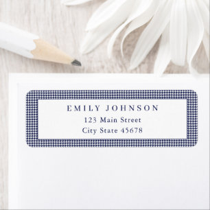 Elegant Navy Blue Houndstooth Return Address Label