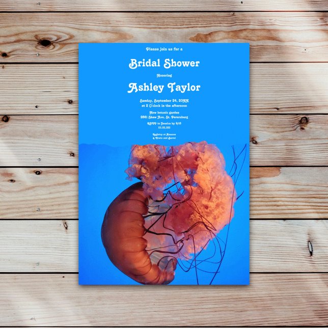 Elegant Navy Blue Jellyfish Nautical Bridal Shower Invitation (Creator Uploaded)