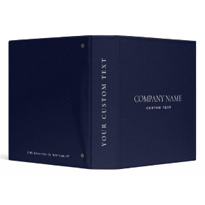 Elegant Navy Blue Leather Look corporate 3 Ring Binder