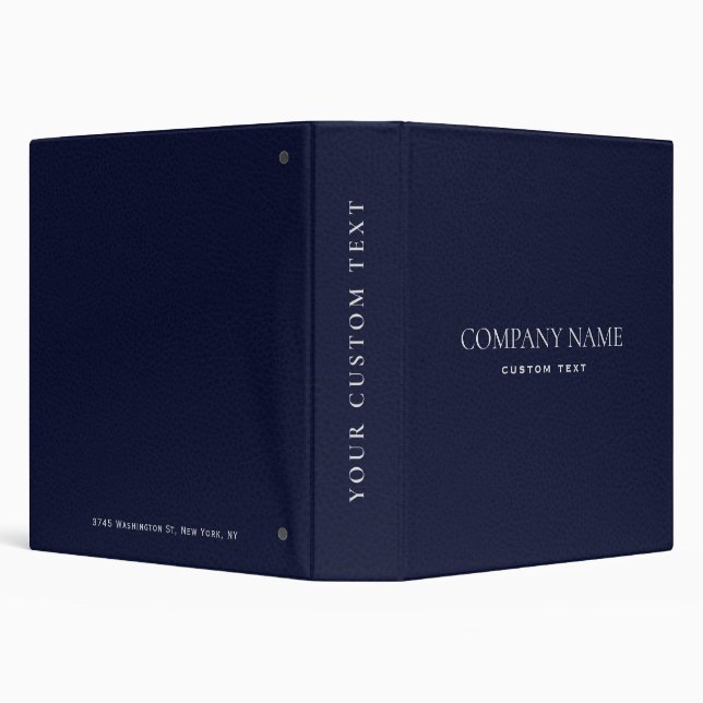 Elegant Navy Blue Leather Look corporate  3 Ring Binder (Background)