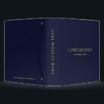 Elegant Navy Blue Leather Look Gold corporate  3 Ring Binder<br><div class="desc">Simple clean and elegant design of a  Navy Blue leather texture with fully customizable text in gold classic font.
Masculine and elegant,  Available on many products. 
For help or custom request,  please contact me at citronelladesign@gmail.com</div>