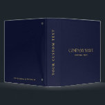 Elegant Navy Blue Leather Look Gold corporate  3 Ring Binder<br><div class="desc">Simple clean and elegant design of a  Navy Blue leather texture with fully customizable text in gold classic font.
Masculine and elegant,  Available on many products. 
For help or custom request,  please contact me at citronelladesign@gmail.com</div>