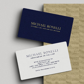 Elegant  Navy Blue Leather Look Professional Business Card