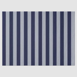 Elegant Navy Blue Light Blue Striped Pattern Tissue Paper