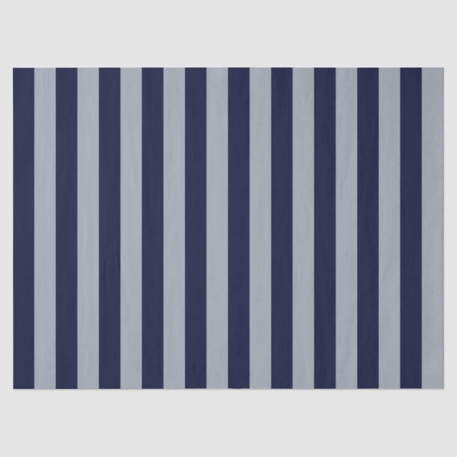 Elegant Navy Blue Light Blue Striped Pattern Tissue Paper (Front)