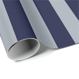 Elegant Navy Blue Light Blue Striped Pattern Wrapping Paper