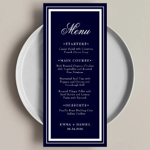 Elegant Navy Blue Luxury Wedding Menu