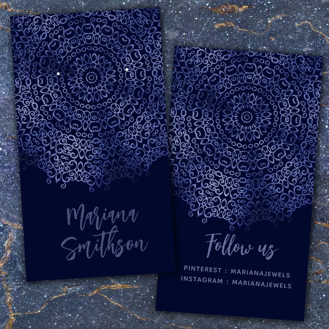   Elegant Navy Blue Mandala Earrings Display Cards (Creator Uploaded)