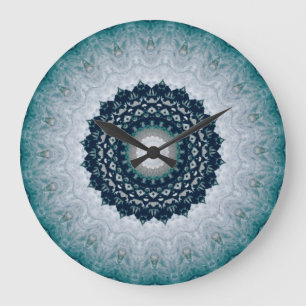 Elegant Navy Blue Mandala Large Clock