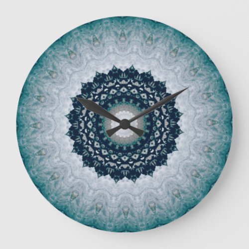 Elegant Navy Blue Mandala    Large Clock