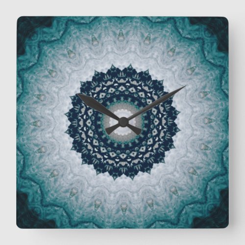 Elegant Navy Blue Mandala    Square Wall Clock