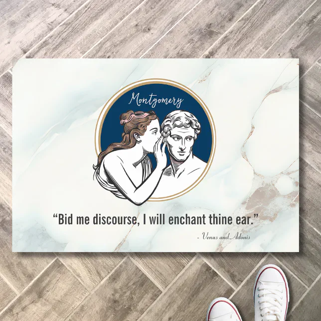 Elegant Navy Blue Marble Quote Housewarming Doormat – Doormat