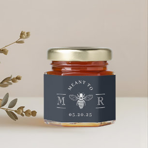 Elegant Navy Blue Meant to Bee Wedding Honey Jar Favors