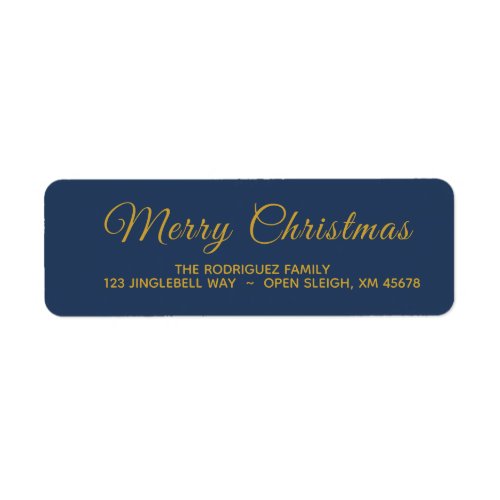 Elegant Navy Blue Merry Christmas Return Address Label