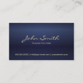 Elegant Navy Blue Metallic Professional Business Card (Back)