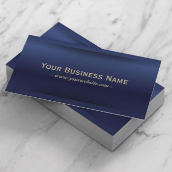 Elegant Navy Blue Metallic Professional Business Card by cardfactory at Zazzle