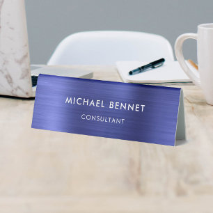 Elegant Navy Blue Metallic Professional Business Table Tent