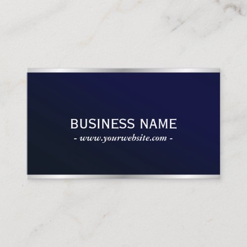 Elegant Navy Blue Metallic Professional QR Code Business Card