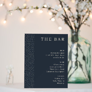 Elegant Navy Blue Minimalist Bar Menu Foam Board