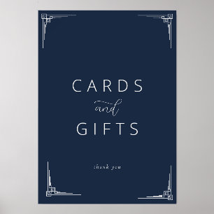 Elegant Navy Blue Minimalist Gratitude Card Holder