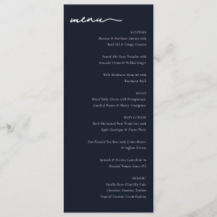 Elegant Navy Blue Minimalist Wedding Menu