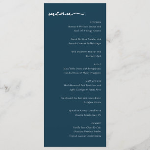 Elegant Navy Blue Minimalist Wedding Menu