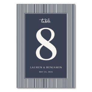 Elegant Navy Blue Minimalist Wedding Table Card
