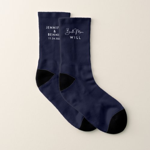 Elegant Navy Blue Modern Best Man Wedding Gifts Socks