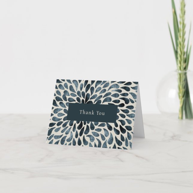 Elegant Navy Blue Modern Business Thank You Card (Front)