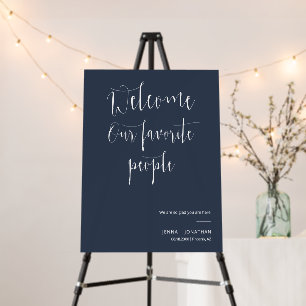 Elegant Navy Blue Modern Minimal Welcome Wedding Foam Board