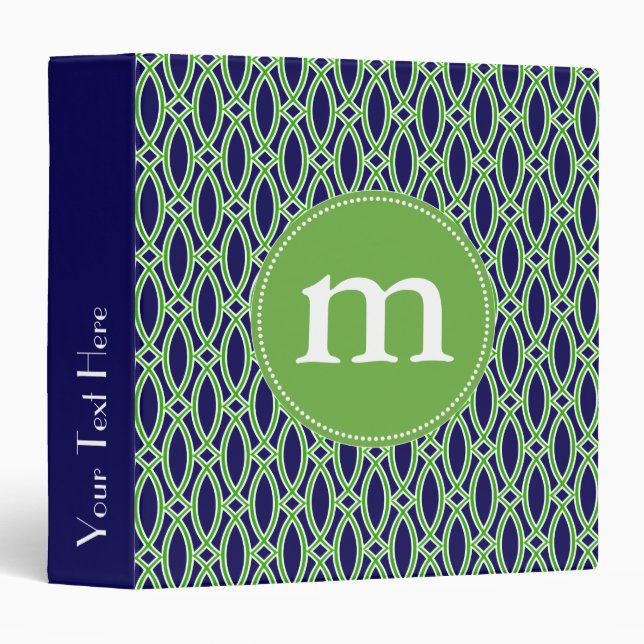 Elegant Navy Blue Modern Trellis Personalized Binder (Front/Spine)