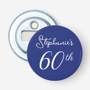 Elegant Navy Blue Monogram 60th Birthday Party Bottle Opener