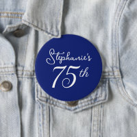 Elegant Navy Blue Monogram 75th Birthday Party