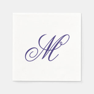 Elegant Navy Blue Monogram Initial  Napkins