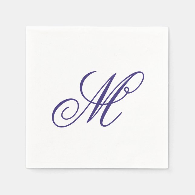 Elegant Navy Blue Monogram Initial  Napkins (Front)