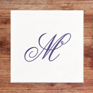 Elegant Navy Blue Monogram Initial  Napkins